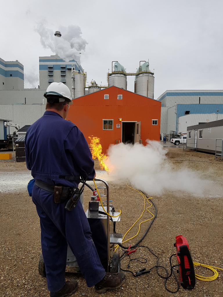 Fire extinguisher practical training on mill site with Safety/Loss Control