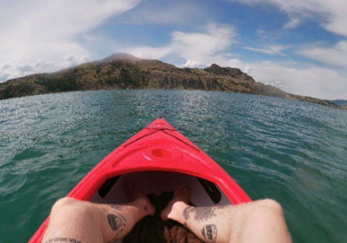 first person view of man sitting in kayak