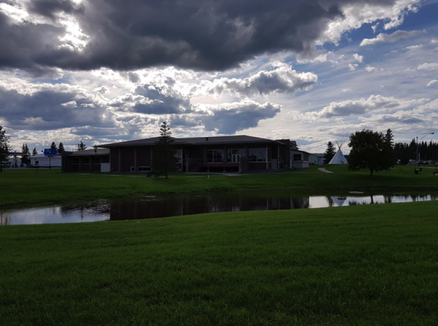 view of field and house 