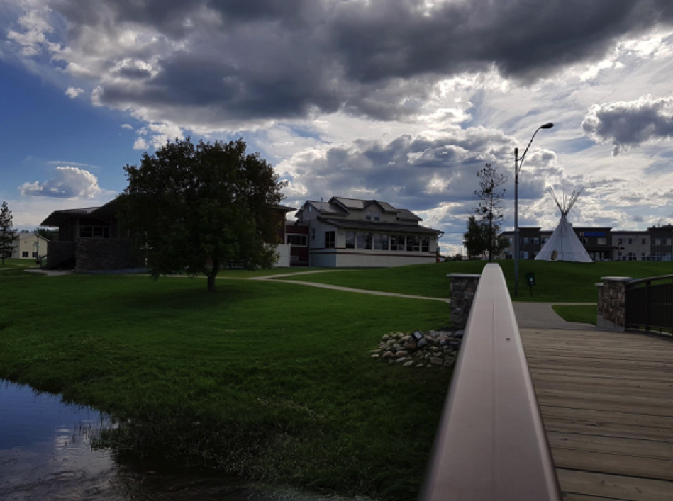 field with houses