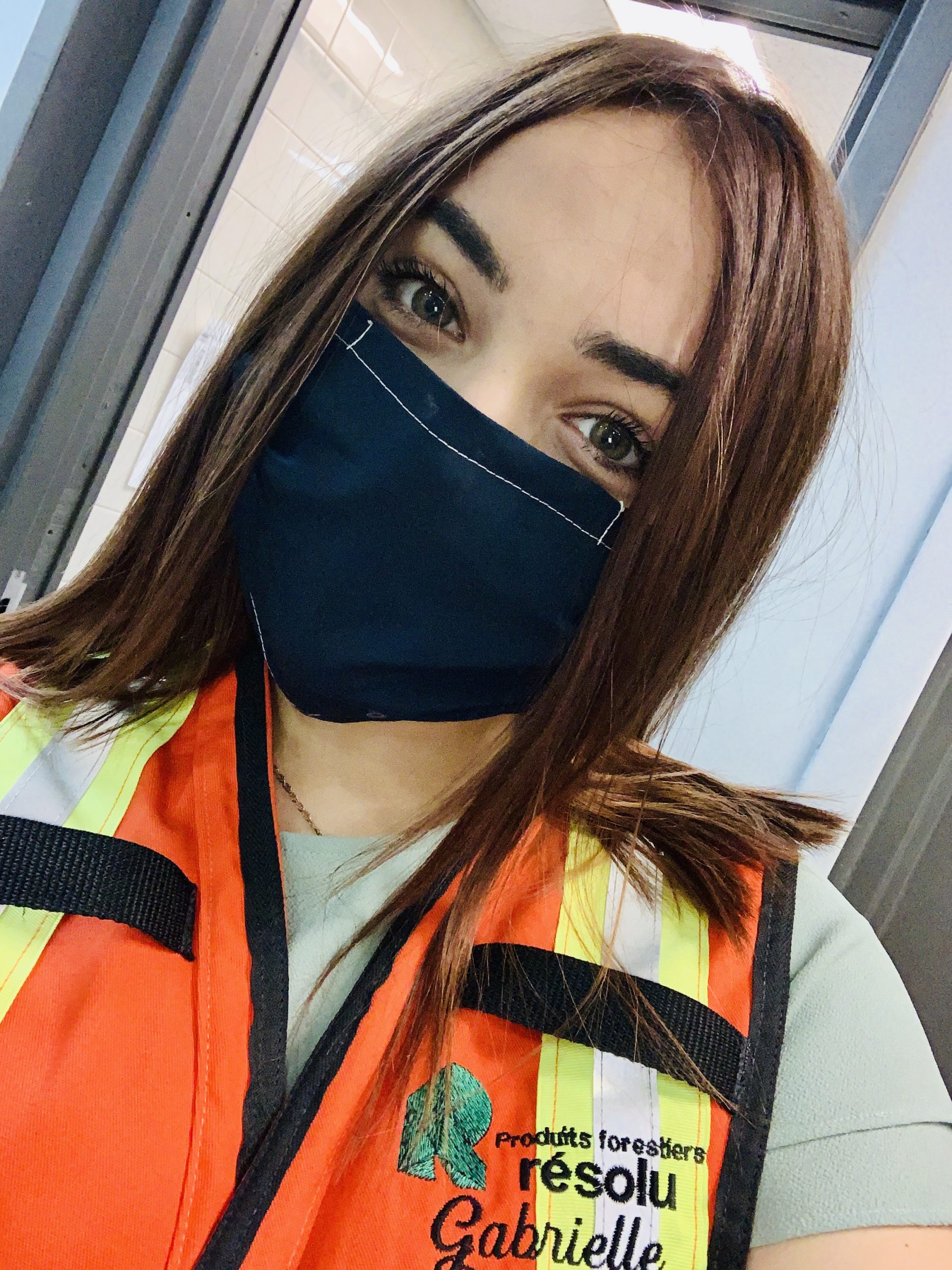 Gabrielle wearing her PPE during a shift. 